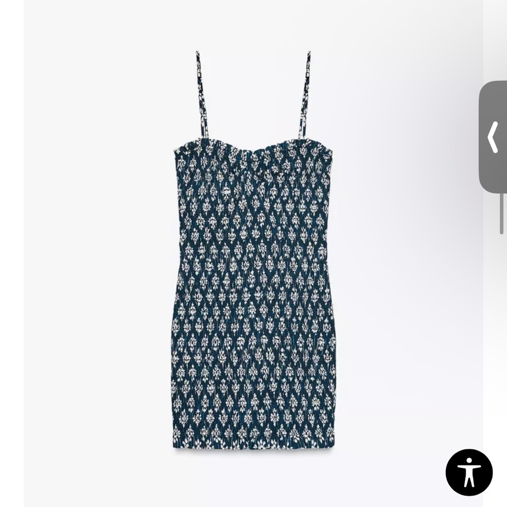 Zara smocked printed mini dress